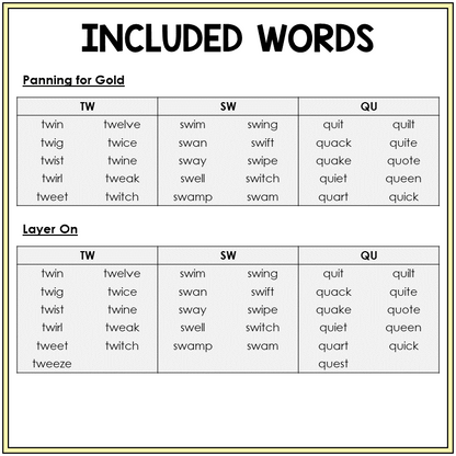 Word list for TW, SW, and QU games, Sort 41