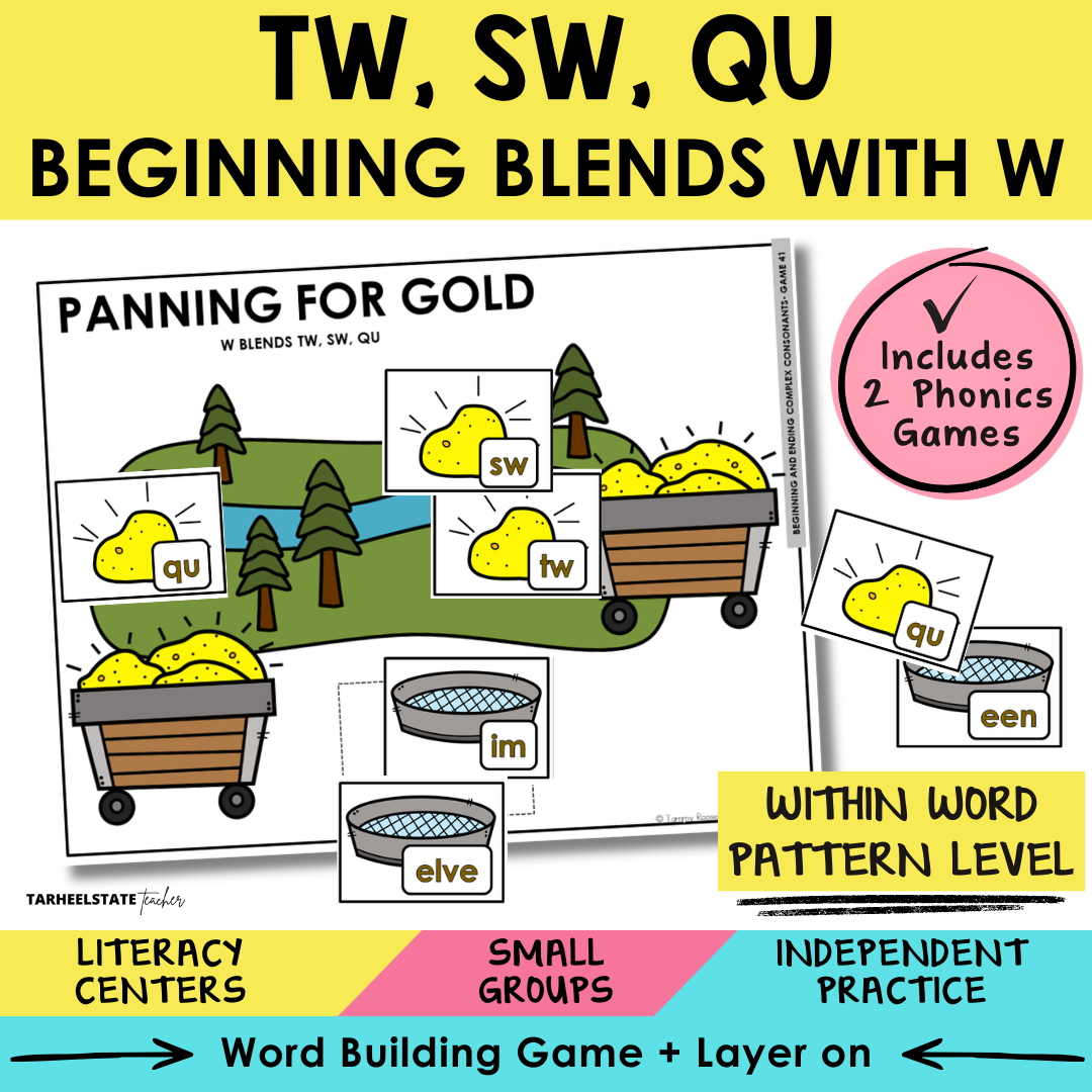 TW, SW, QU Beginning Blends with W Sort 41 Within Word Pattern Games cover