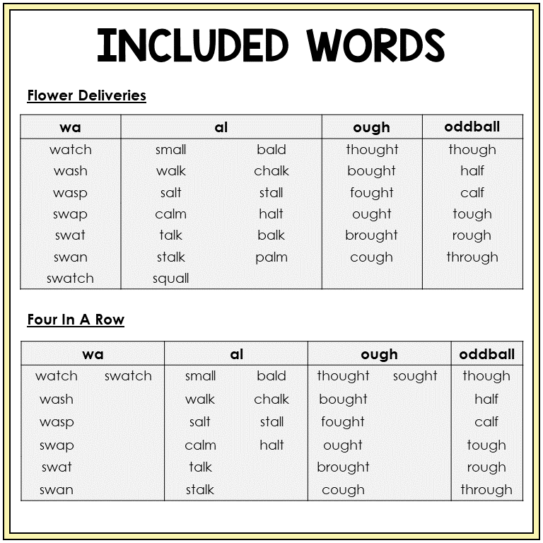 Word list for WA, AL, and OUGH games, Sort 38