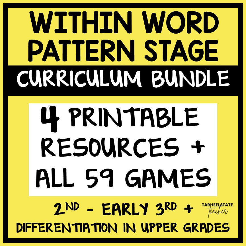 Spelling activities, games, worksheets, and resources for students in the Within Word Pattern Stage - word study notebook, word searches, fill-in-the-blank activities, spelling homework packets, and engaging partner games and independent centers.