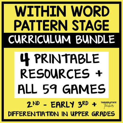 Spelling activities, games, worksheets, and resources for students in the Within Word Pattern Stage - word study notebook, word searches, fill-in-the-blank activities, spelling homework packets, and engaging partner games and independent centers.