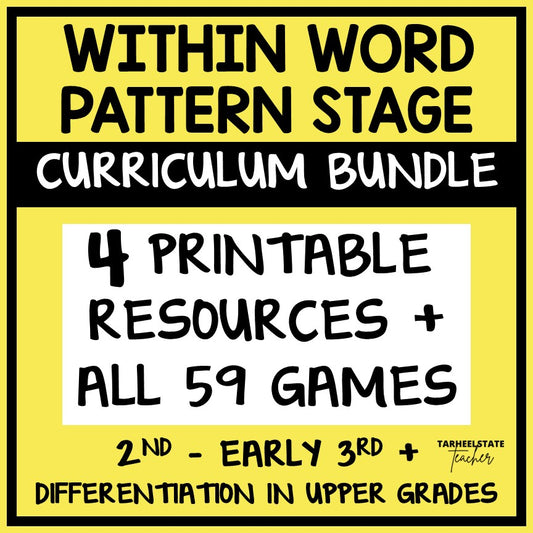 Spelling activities, games, worksheets, and resources for students in the Within Word Pattern Stage - word study notebook, word searches, fill-in-the-blank activities, spelling homework packets, and engaging partner games and independent centers.