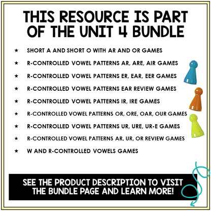 Within Word Pattern Unit 4 r-controlled vowel patterns bundle contents