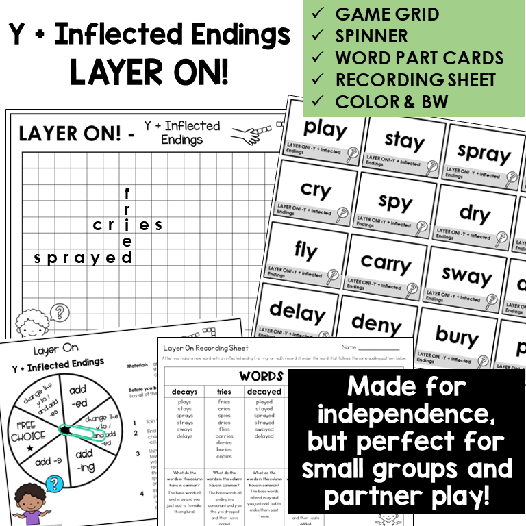 Layer On! for adding -S, -ED, and -ING to words that end in Y
