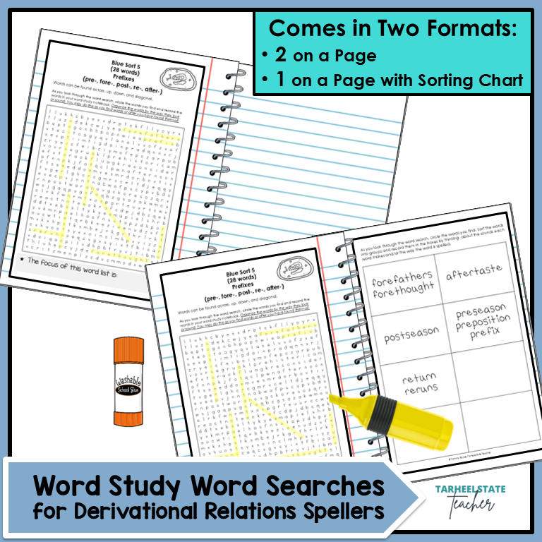 Word searches come in two formats for optimal student and teacher preferences