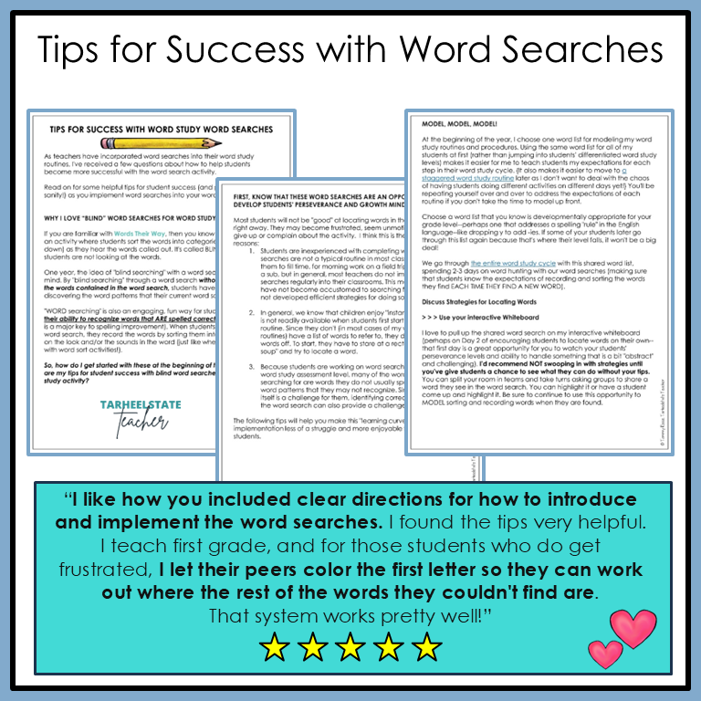 Tips for success with word study word searches