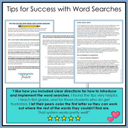 Tips for success with word study word searches
