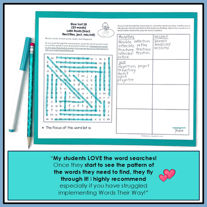 Increase student engagement by incorporating word search activities into your word study routine