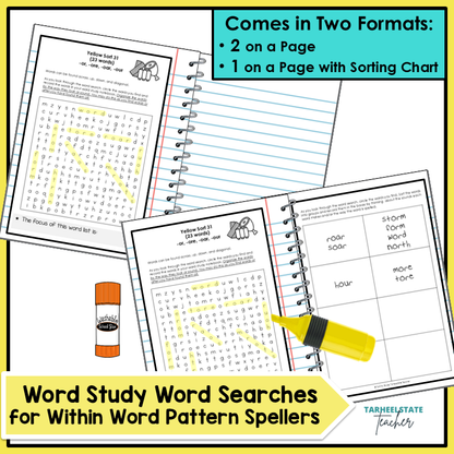 Within Word Pattern Stage Activities Words Their Way Word Search | Wordsearch 2nd 3rd Grade Spelling Activities