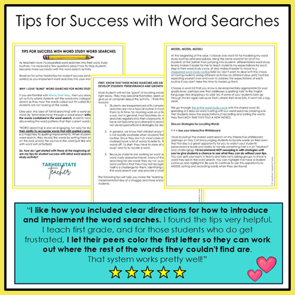 Tips for success with using word searches with 2nd and 3rd graders