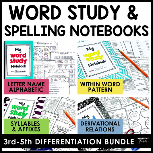 Differentiate with ease with the Word Study Notebook Mega Bundle - including all four spelling levels in Words Their Way