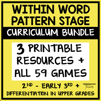 Spelling activities, games, worksheets, and resources for students in the Within Word Pattern Stage - word study notebook, word searches, fill-in-the-blank activities, spelling homework packets, and engaging partner games and independent centers.