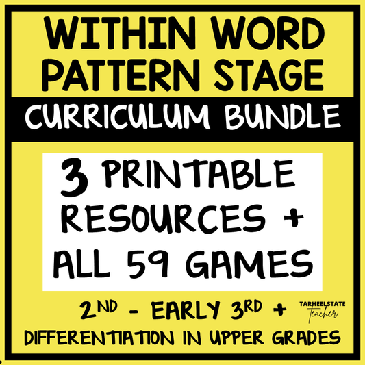 Spelling activities, games, worksheets, and resources for students in the Within Word Pattern Stage - word study notebook, word searches, fill-in-the-blank activities, spelling homework packets, and engaging partner games and independent centers.